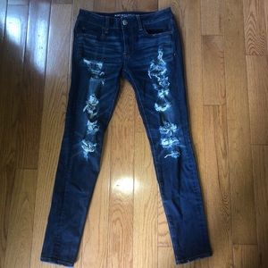 Dark wash ripped American Eagle Jeggings
